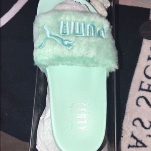 Fenty X Puma Mint green fur slides